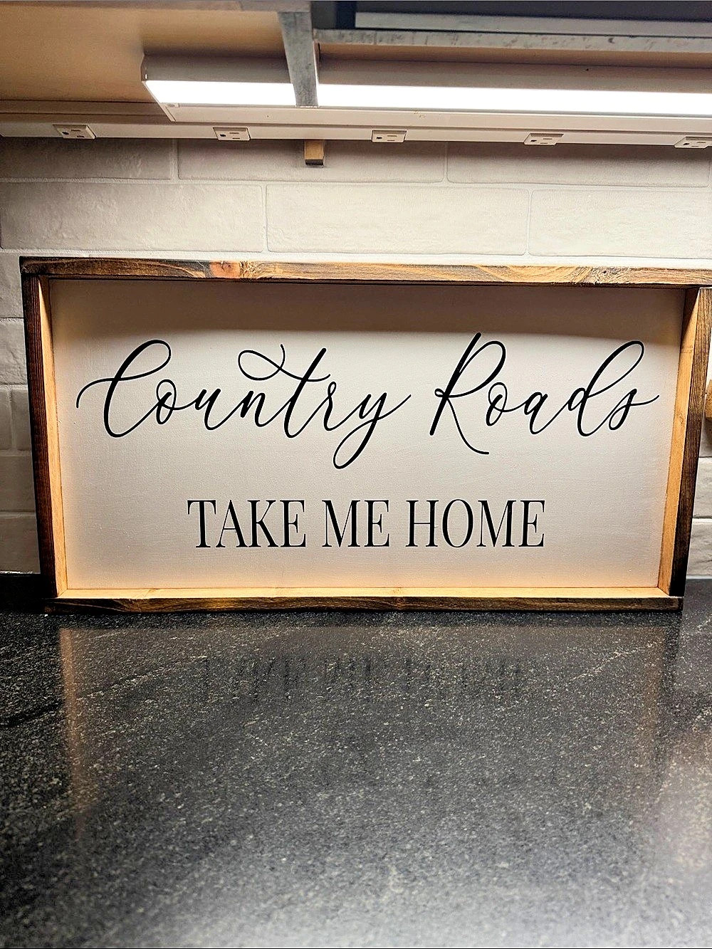 Country Road Take Me Home sign Wood Wall Sign Brown & White
